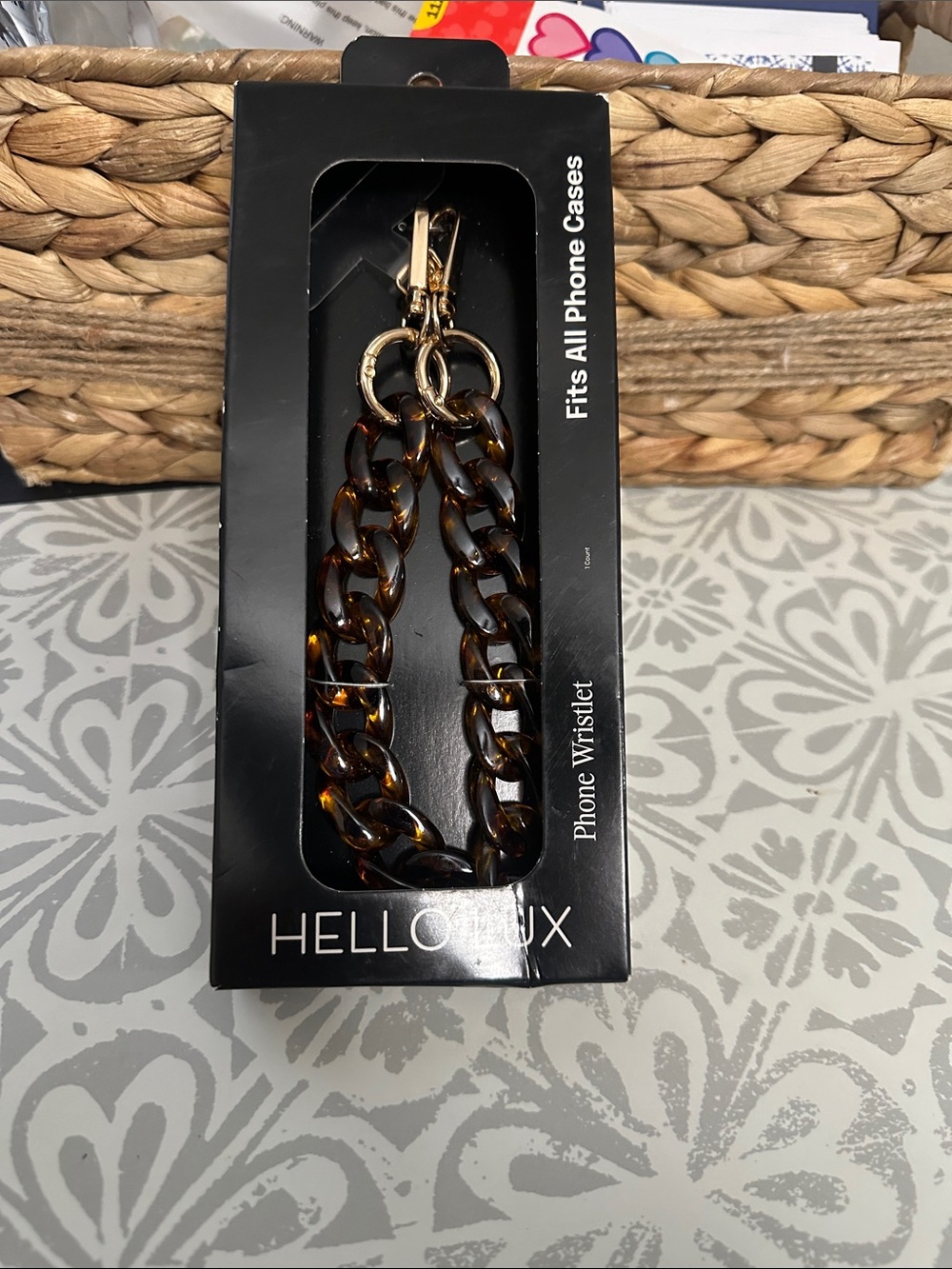 Tortoiseshell Phone Wristlet - Brown and Gold accents. By Hello Lux NWT